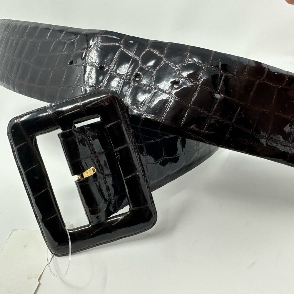 NWT Dark Brown and Black Leather Belt by Sandy Duftler Designs